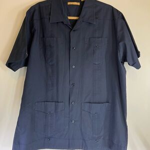 Men's Navy Button Down Shirt by Havanera Co Large